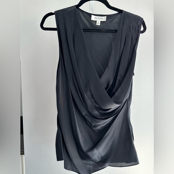 St. John black satin blouse - new without tags - Picture 2 of 2
